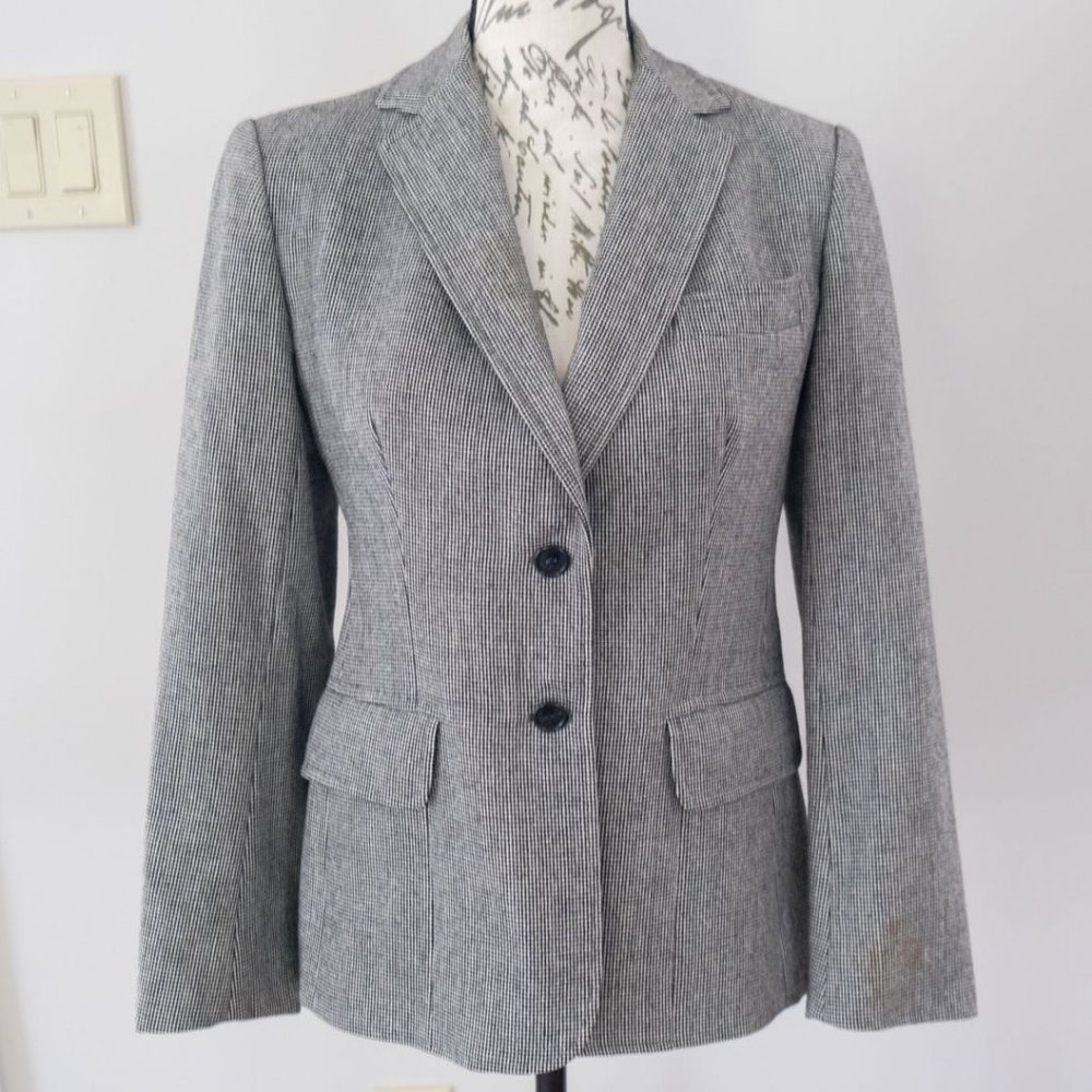 Evan Picone Black White Houndstooth Blazer Jacket